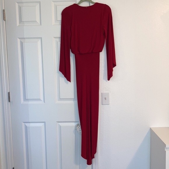 MISA Los Angeles Teget Twisted High Low Red XS Maxi Dress - Picture 5 of 6